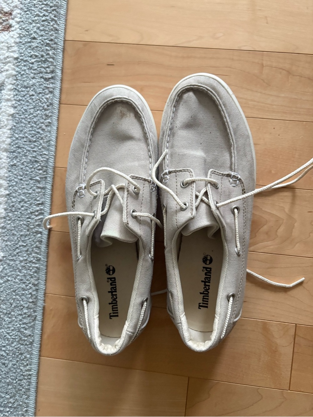 Timberland Men’s Canvas Boat Shoes in Light Beige